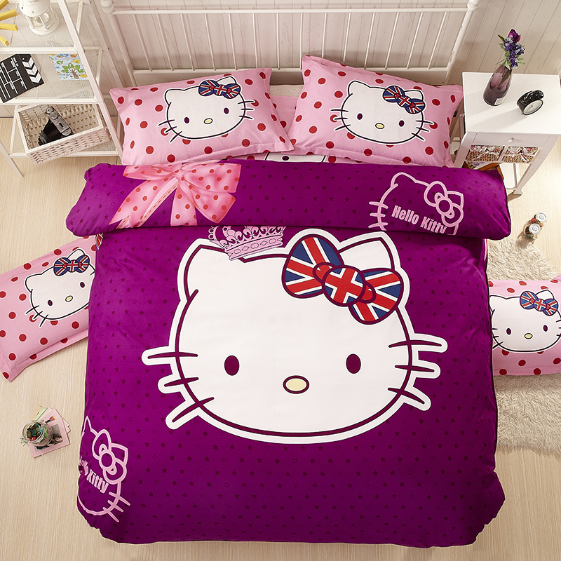儿童床上用品holle kitty四件套全棉2米×2.3米4件套1.8m床公主风折扣优惠信息
