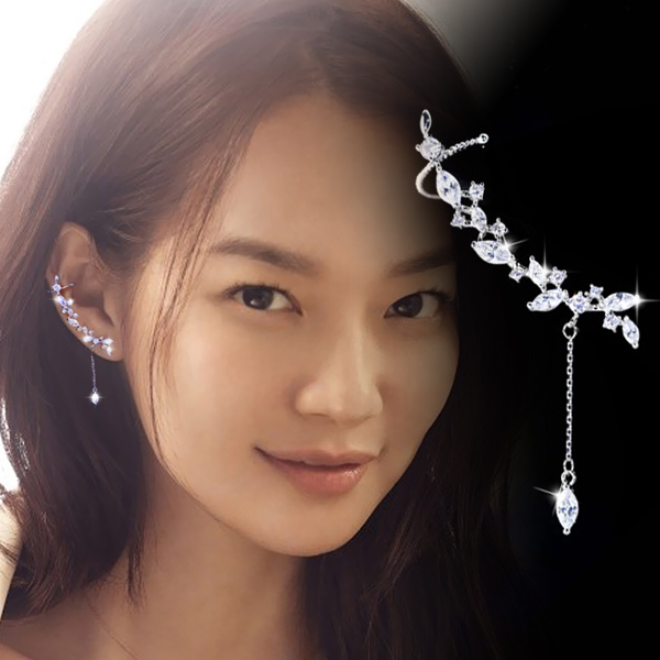韩国时尚个性微镶水晶流苏耳排耳钉925纯银耳针女气质耳环 防过敏