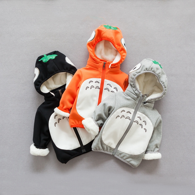 儿童加厚外套秋冬装1-2-3-4岁男童印花企鹅加绒卫衣婴幼儿上衣
