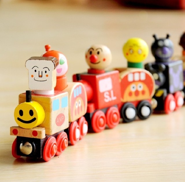木质面包超人玩具汽车磁性组合套装托马斯小火车儿童趣味玩具礼物