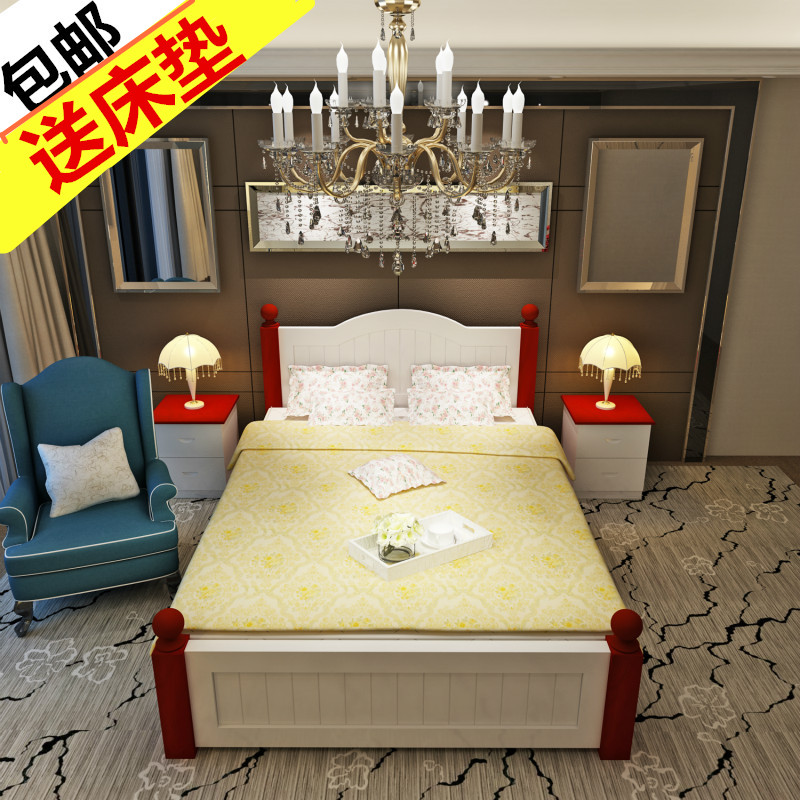 实木床白色公主床双人床单人床儿童床婚床经济型欧式实木床1.5米