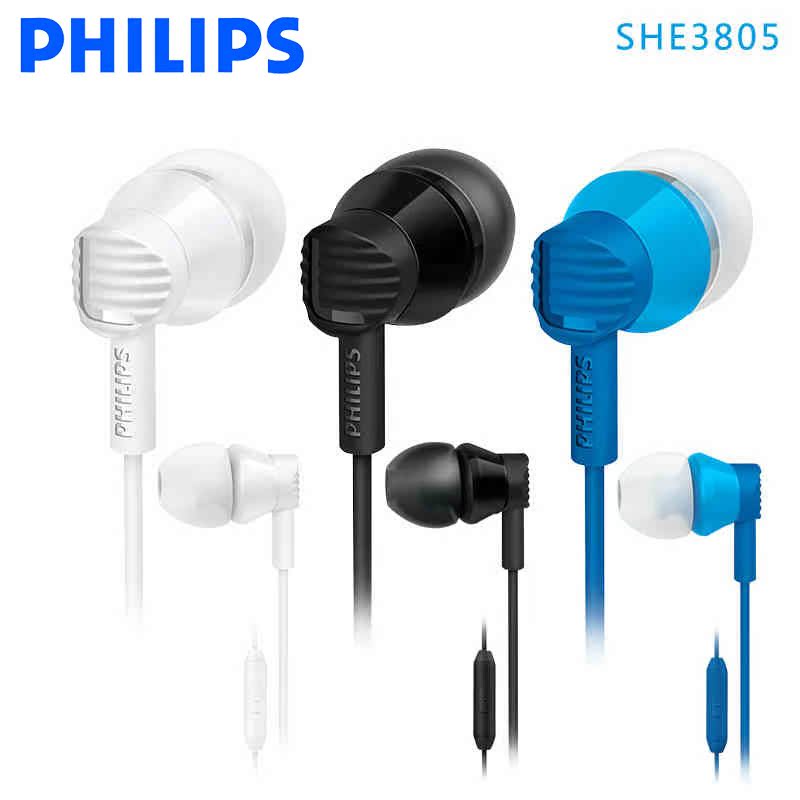 Philips/飞利浦SHE3805 入耳耳机手机音乐HIFI重低音带麦耳塞包邮