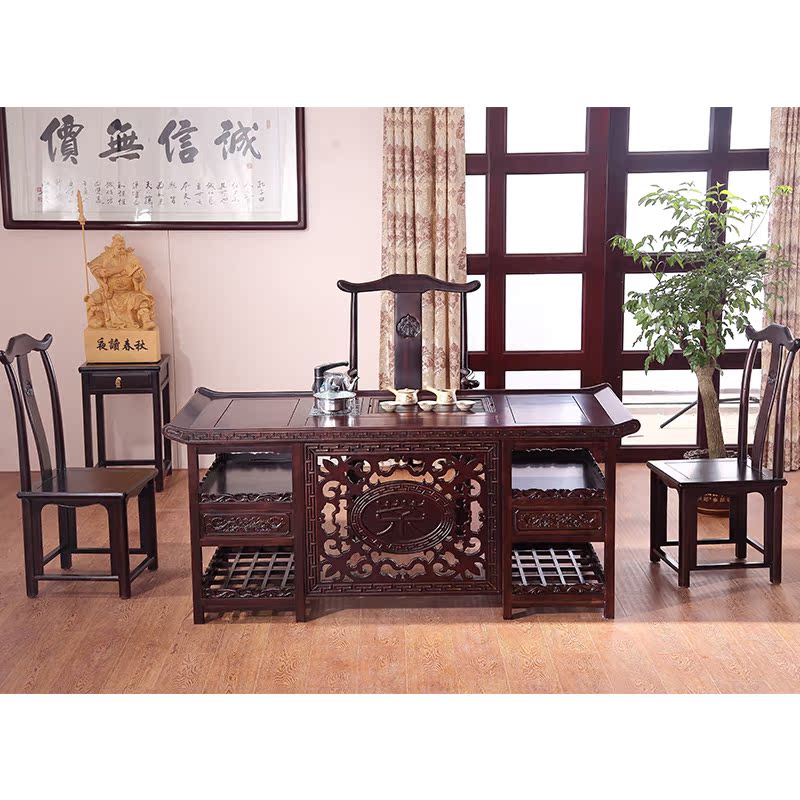 茶桌椅组合 全实木仿古中式功夫茶几茶桌 原木简约茶台茶海将军