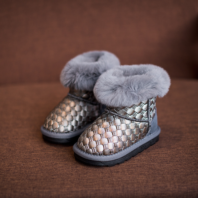 2016冬季儿童雪地靴1-3岁男童女童加绒保暖靴子编织兔毛棉靴折扣优惠信息