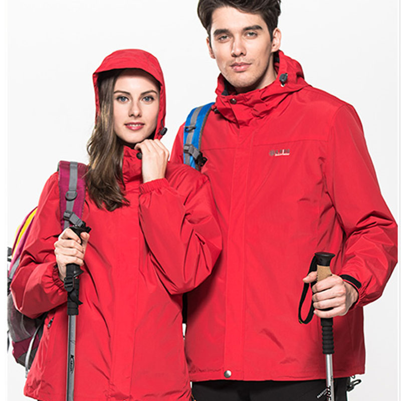 正品冬季男女三合一冲锋衣两件套可拆卸内胆保暖大红色冲锋衣套装