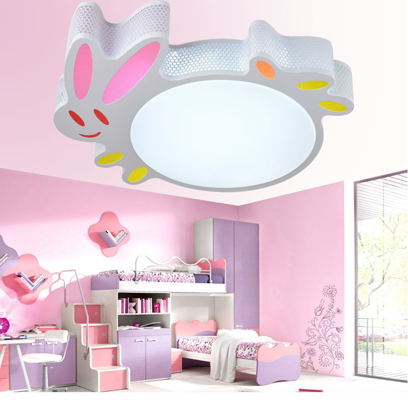 时尚兔子卡通儿童灯护眼吸顶灯男女孩创意温馨卧室房间智能灯搭配
