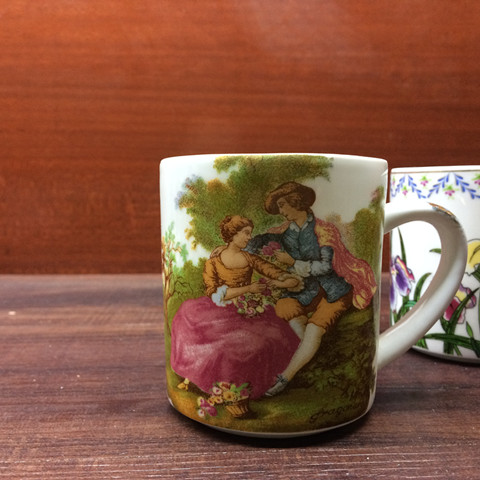 欧式情侣随手杯 童话杯子 王子与公主杯子 喝水杯陶瓷薄胎带把杯