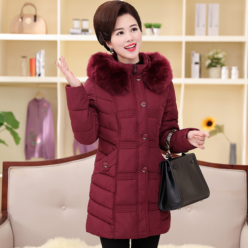 韩版新款女冬装修身妈妈装外套中长款加厚羽绒棉服大码中年棉衣折扣优惠信息