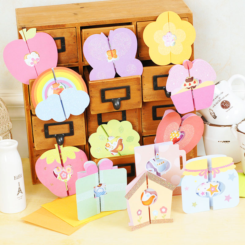 韩国创意生日卡片万用的感谢祝福卡卡通 教师节可爱小贺卡批发折扣优惠信息