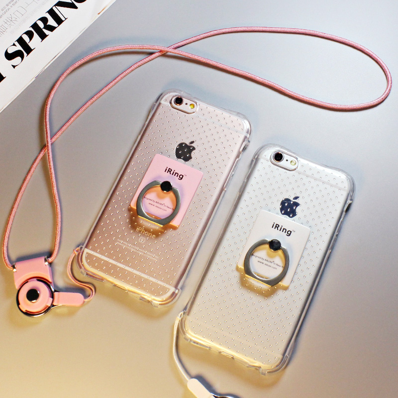 气囊防摔iPhone6手机壳透明硅胶苹果6plus保护套6S软挂绳指环支架