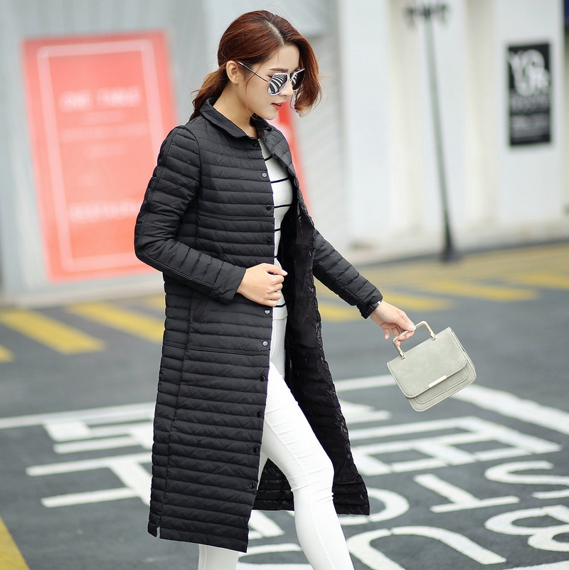 2016冬装新款正品韩版轻薄型修身显瘦过膝长款羽绒服女立领外套潮折扣优惠信息