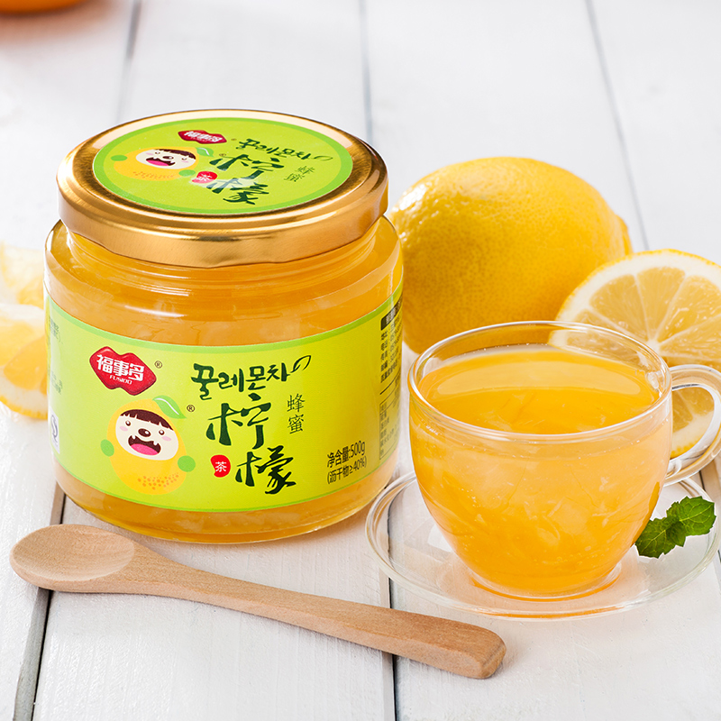 [买2送杯勺]福事多蜂蜜柠檬茶500g 韩国果味茶冲饮品休闲下午茶
