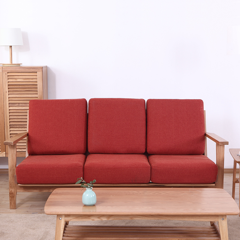 简约现代单/三人位全实木日式组合白橡木沙发含坐垫可拆洗 叁折扣优惠信息
