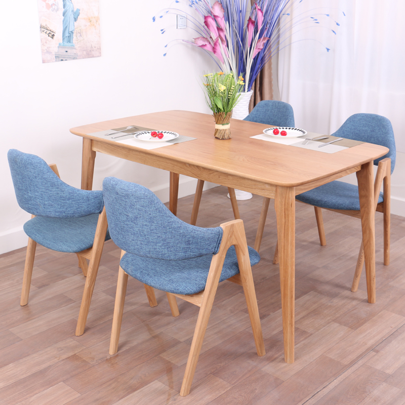 北欧创意日式现代简约宜家小户型实木餐桌椅组合6人长方形饭桌子
