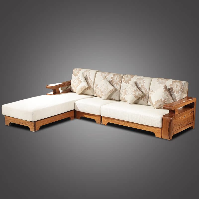 非洲黄金木转角沙发全实木沙发组合简约现代中式布艺沙发住宅家具折扣优惠信息