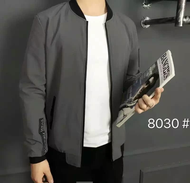 夹克男韩版修身灰色棒球服和尚领外套男秋衣外衣青年帅气学生衣服