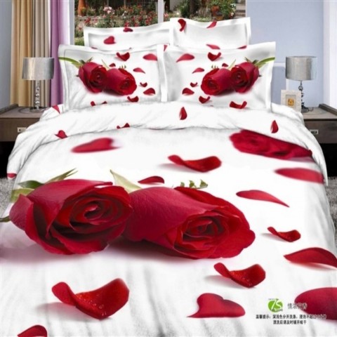 3d床单四件套加厚全棉立体花纯棉双人被套婚庆床上用品1.8m2.0m米