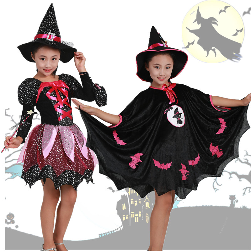 万圣节儿童演出服装Cosplay女童巫婆裙化妆舞会女巫表演服饰