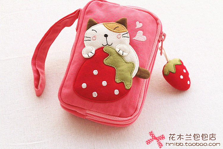 KINECAT正品可爱猫咪卡通棉布艺女士钥匙包卡包零钱包随身包02058