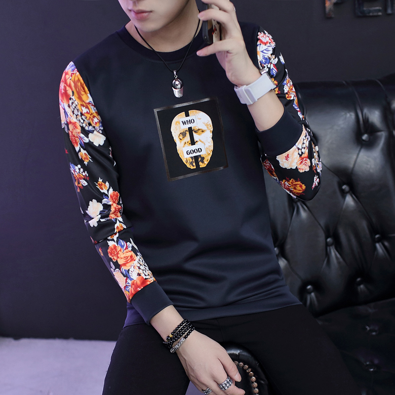 2016新款卫衣男 套头 圆领印花时尚潮流 韩版修身长袖T恤外套上衣折扣优惠信息