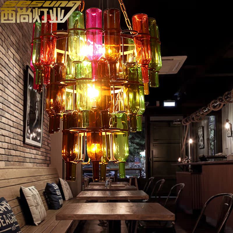 个性酒瓶灯酒吧吊灯咖啡厅服装店复古美式灯具loft工业风餐吊灯