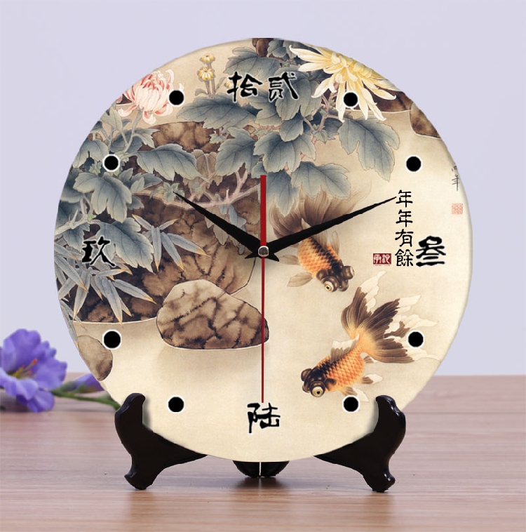 中国风静音陶瓷座钟中式客厅挂钟座钟两用12寸时钟表台钟时尚创意折扣优惠信息