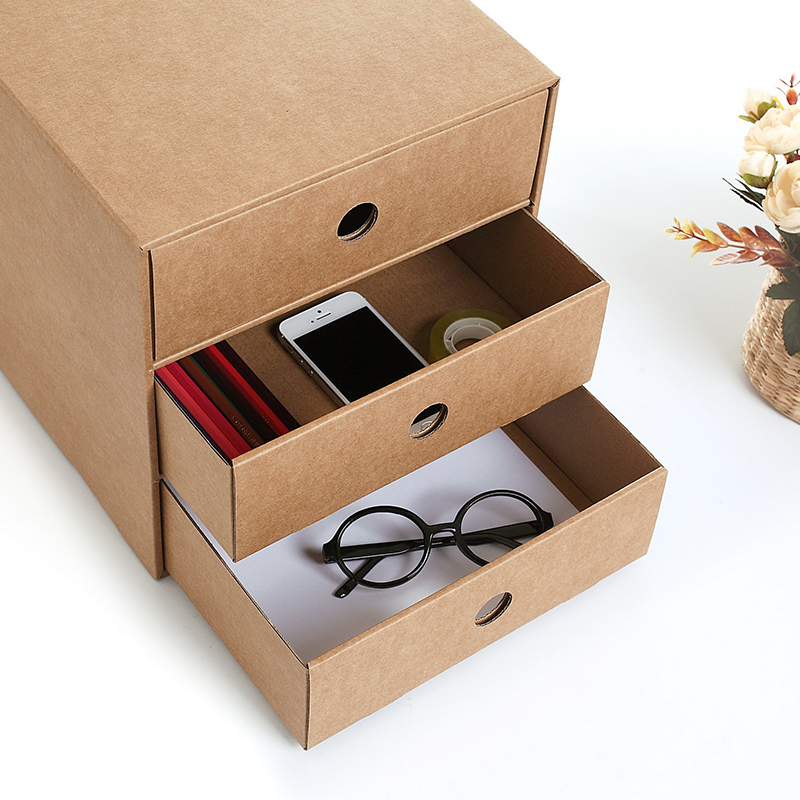 纳些盒子 纸质桌面收纳盒抽屉式办公桌创意DIY桌面文件整理盒折扣优惠信息