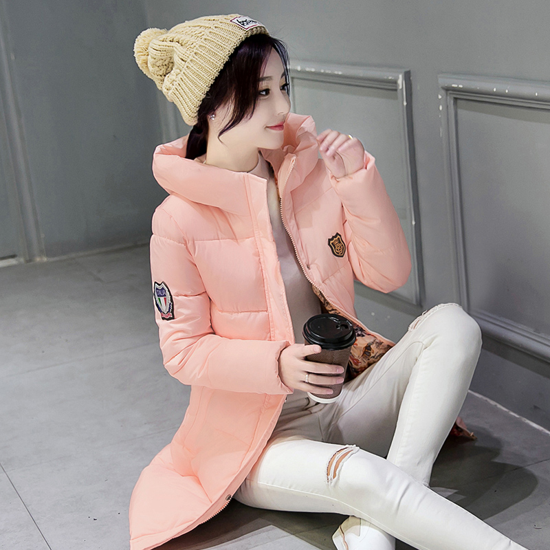 2016冬装新款韩版羽绒棉服女中长款大码修身显瘦棉衣加厚连帽外套