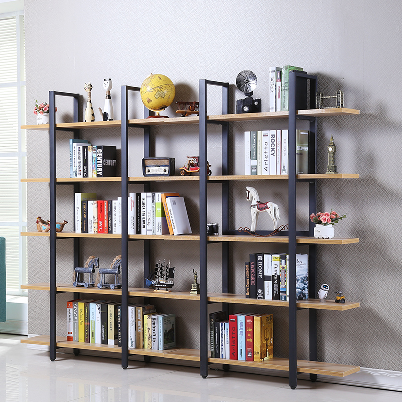 宜家客厅创意隔板书架钢木现代简约落地墙壁架简易组合层架置物架