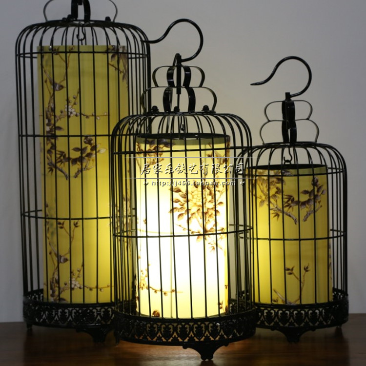 中式灯笼装饰鸟笼灯现代中式吊灯茶楼灯铁艺中式灯笼餐厅鸟笼吊灯