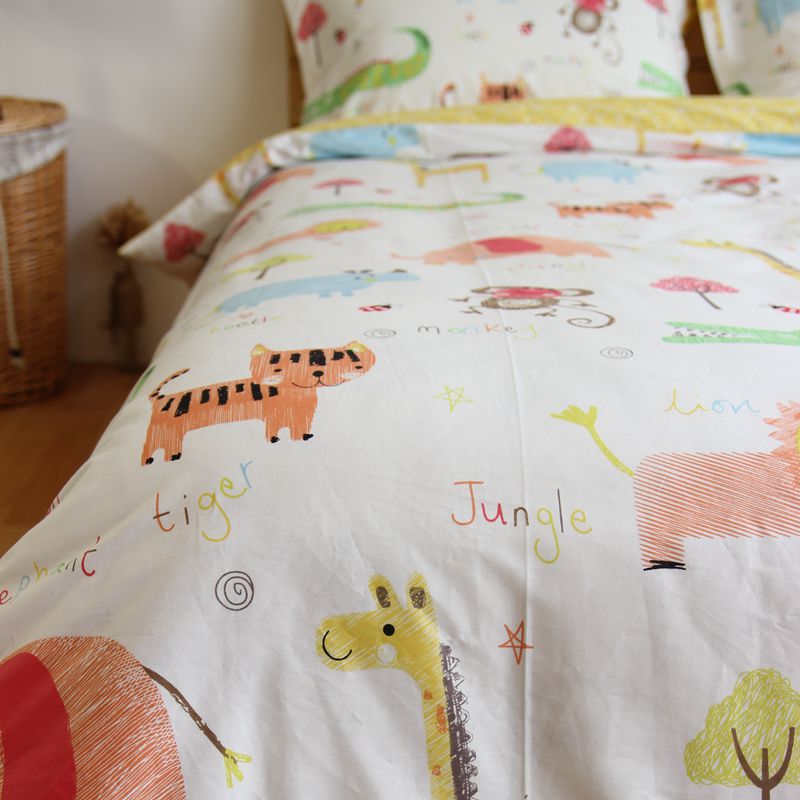 卡通全棉超萌动物老虎狮子可爱儿童四件套1.2米床单被套纯棉床品