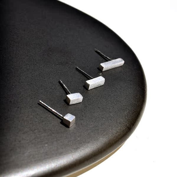 [立方体] 未时VISHI S925纯银几何耳钉 极简长短方形中性拉丝磨砂折扣优惠信息