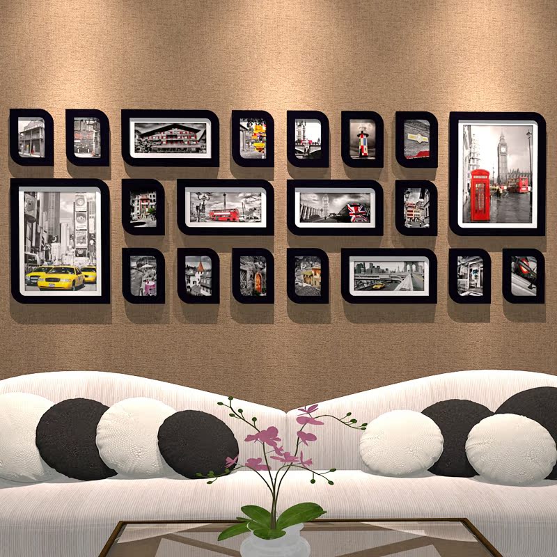 客厅实木照片墙 创意欧式卧室相片墙 大尺寸相框墙组合包邮挂墙