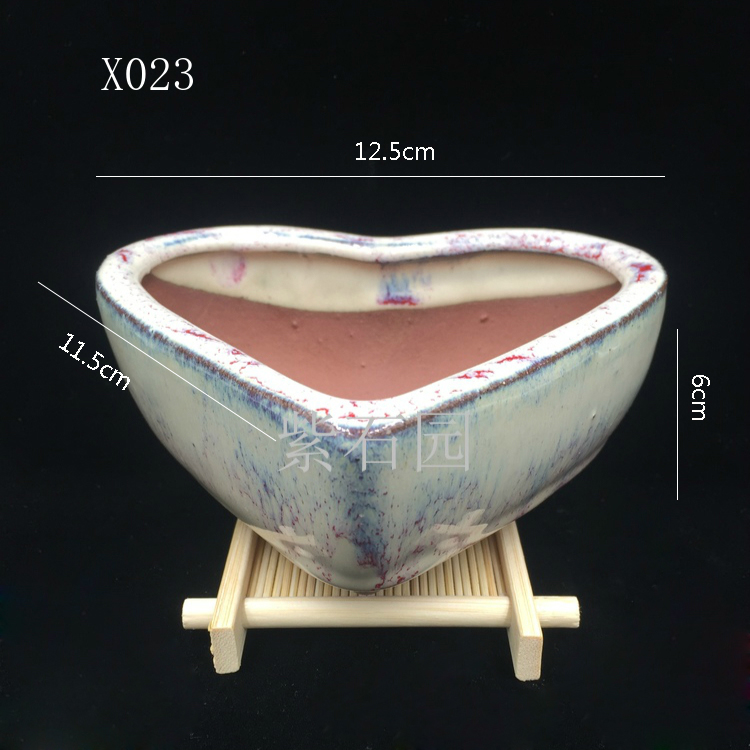 紫石园 宜兴陶瓷流釉花盆 多肉 X023 全国包邮