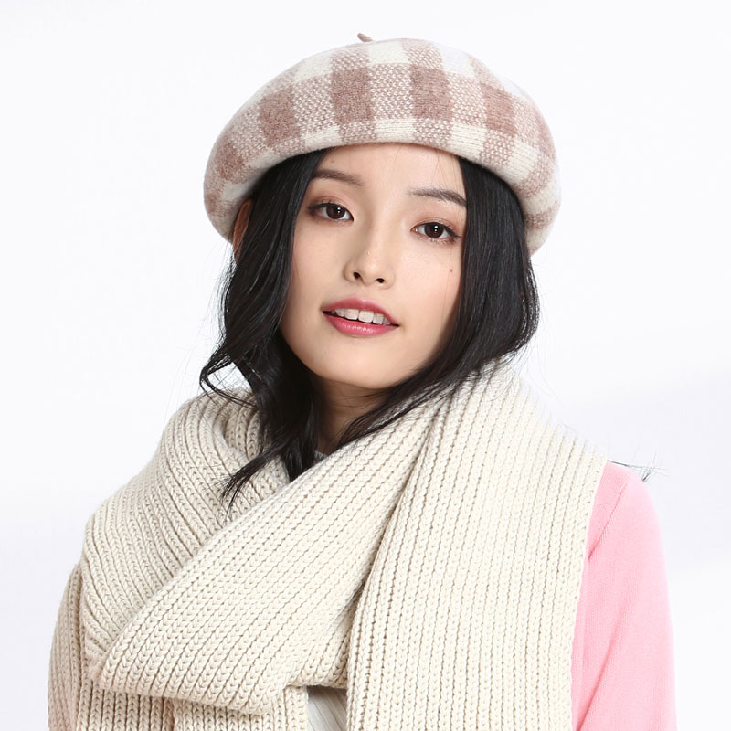 采风|画家帽贝雷帽羊毛帽子女秋冬保暖造型韩版逛街格纹