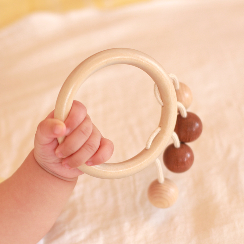 woodpapa音悦环摇铃 婴儿玩具0-1岁3-6-12个月新生儿木质玩具包邮