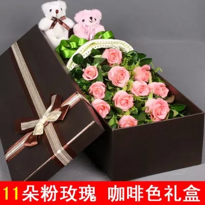 生日礼物鲜花礼盒同城速递香槟红玫瑰深圳广州天津重庆送老婆女友