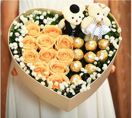 长沙同城鲜花速递情人节红玫瑰礼盒浪漫爱情促销母亲节免费配送