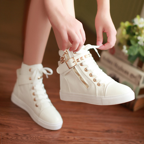 同款小白鞋女学生布鞋平底休闲板鞋女韩版潮白色高帮帆布鞋包邮