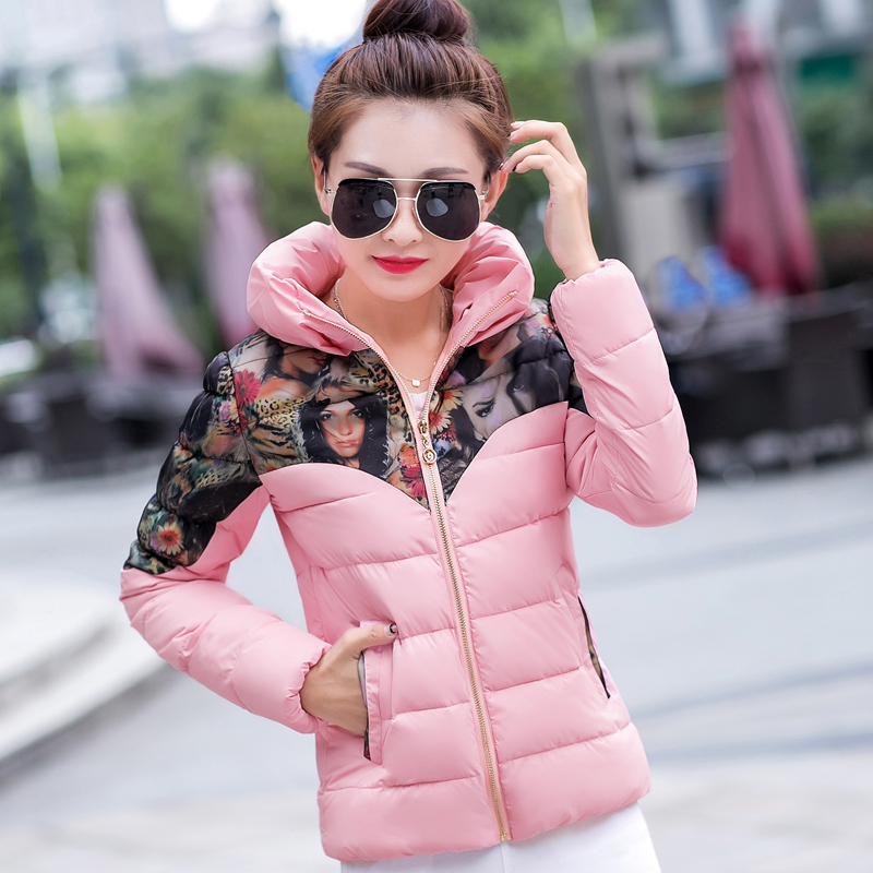 2016冬季新款韩版女装欧美范印花羽绒服轻薄修身保暖立领短款外套折扣优惠信息