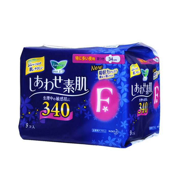 日本原装进口 花王素肌F系列 夜用棉柔护翼卫生巾34CM 9片 现货折扣优惠信息