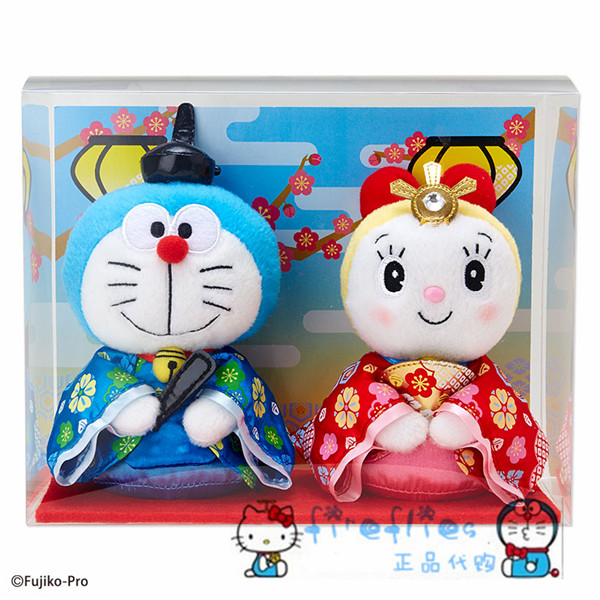 日本代购哆啦A梦机器猫哆啦美和服情侣人偶手办公仔摆件装饰