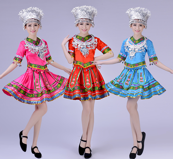 新苗族女装少数民族彝族土家族长短款百褶裙苗族舞蹈服装演出服