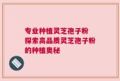专业种植灵芝孢子粉 探索高品质灵芝孢子粉的种植奥秘
