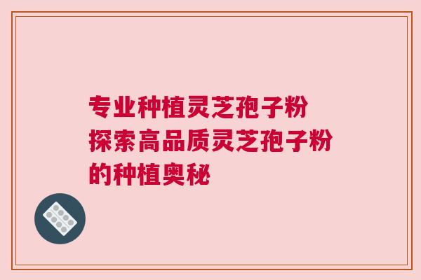 专业种植灵芝孢子粉 探索高品质灵芝孢子粉的种植奥秘